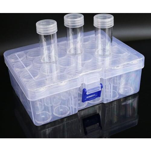 24pcs Diamond Storage Bottles 5d Diy Diamond Painting Accessories Box Round Plastic Jewelry Containers Nail Art Bead Organizers