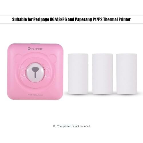 3 Rolls Long-Lasting Adhesive Sticker Labels Thermal Paper Roll 56*30mm BPA-Free Black Font for Peripage A6/A8/P6 Paperang P1/P2