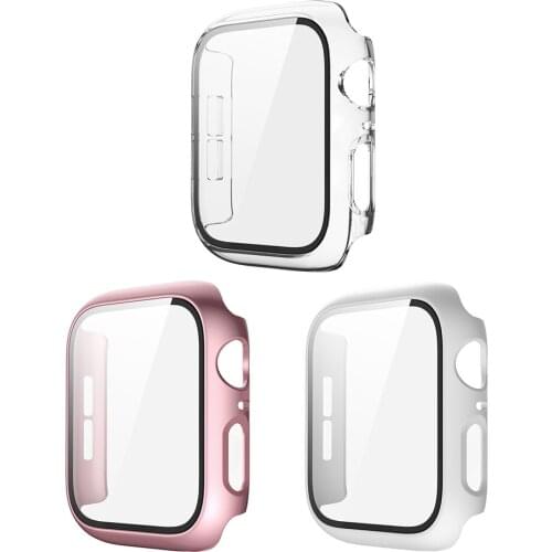 3pcs Case Screen Protector PC Bumper Tempered Film Glass 2 in 1 Protective Cover Frame Shell for Apple Watch 1 2 3