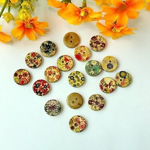 50pcs Printing flowers Coconut decorative buttons for craft buttons mixed for craft sewing accessories Scrapbooking supplies