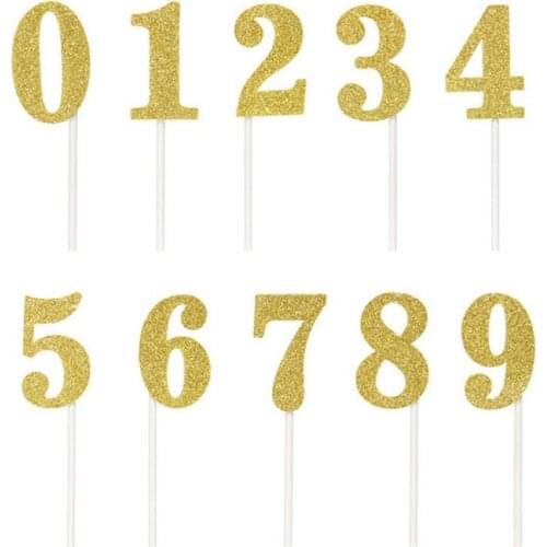 0~9 Numbers Acrylic Cake Insert Gold Birthday Cake Decor For Birthday Wedding Anniversary Party Cake DIY Decor Accessories