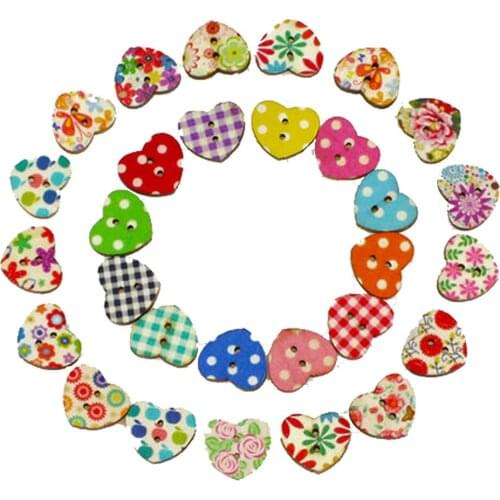 Vintage 100pcs Mixed Painting Wooden Buttons For Crafts Scrapbooking Sewing Clothes Button DIY Kid Apparel Supplies