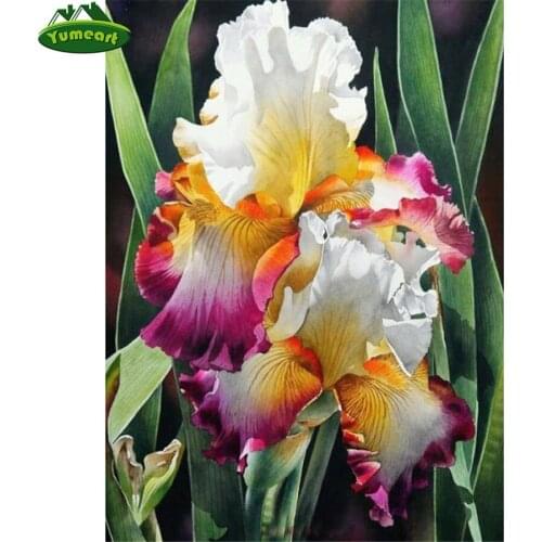 DIY 5D Diamond Painting Iris Flower Full Square Circular Diamond Embroidery Cross Stitch Rhinestone Picture Purple Floral Decor