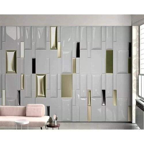 Custom Wallpaper 3d Stereo Photo murals modern fashion gold square geometry soft bag Childrens room background wall paper обои