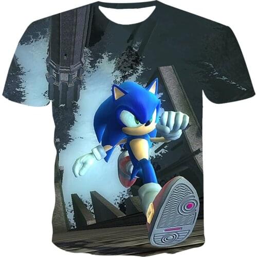 Short-sleeved Loose Round Neck T-shirt 3d Printing Blue Cat Anime Cartoon Personality Male/female Suitable For Plus Size T-shirt