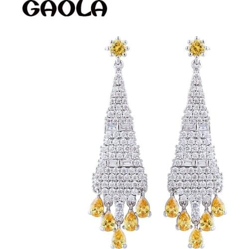 GAOLA Top Quality Fashion Design Cubic Zirconia Dangle Earring Romantic Wedding Jewelry GLE6665