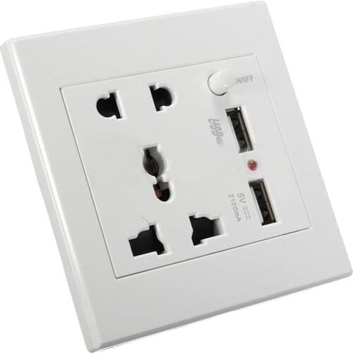 Hot 2.1A Dual USB Wall Charger Socket Adapter Universial Power Outlet Panel wite Switch