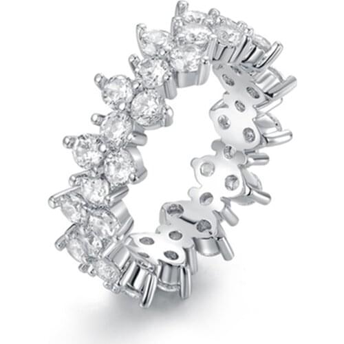 Huitan Top Quality Dazzling Cubic Zirconia Promise Love Ring Women Wedding Anniversary Noble Ring Classic Irregular Ring Jewelry