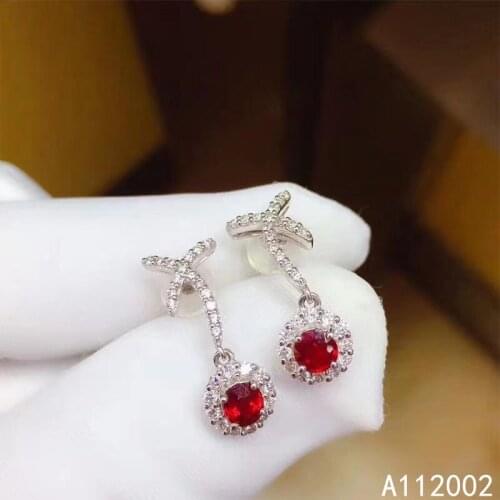 KJJEAXCMY fine jewelry natural ruby 925 sterling silver women gemstone earrings new Ear Studs support test trendy hot selling