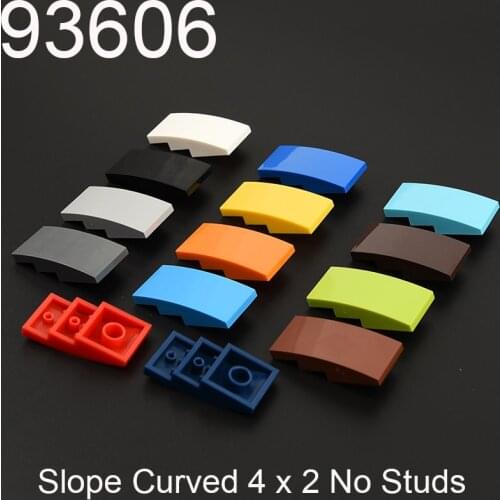10PCS 93606 Slope Curved 4 x 2 No Studs Building block accessories parts MOC DIY Education Build Toys Brick