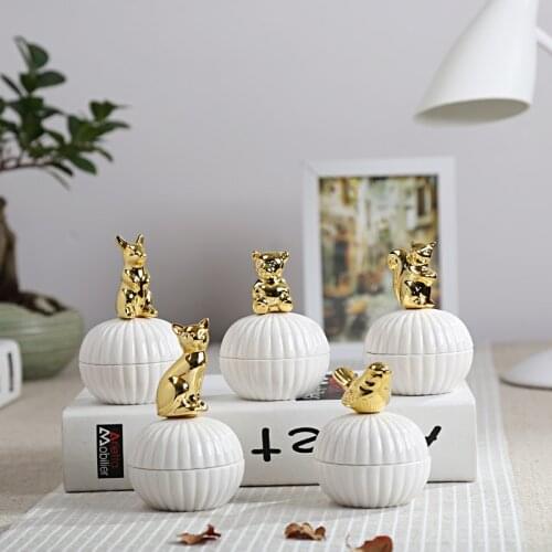 Small Cute Animal Ceramic Jar Jewelry Box Wedding Earrings Necklace Accessories Storage Tank Ceramic Sugar Gift