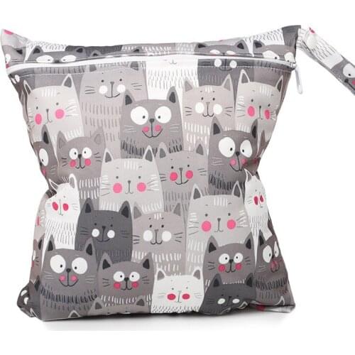 Double Pockets Mini Wet Bag Reusable Waterproof PUL Snap Handle Wetbag For Baby Diapers Nappies Stroller Diaper Wet Bag