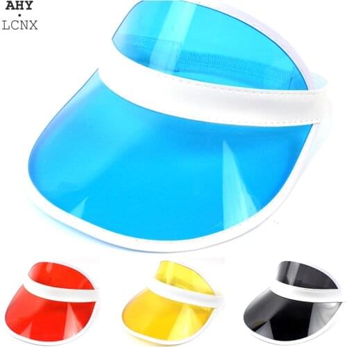 Fashion Summer Womens Sun Hat Transparent Empty Top PVC Sunscreen Hats Mens Sports Visor Caps Anti-UV Bicycle Sun Shade Hat