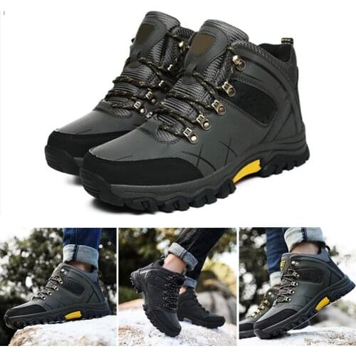 Men Winter Snow Boots Waterproof PU Leather Sneakers Super Warm Mens Boots Outdoor Male Hiking Boots Work Shoes FK88