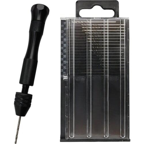 0.3-3.2mm Aluminum Mini Micro Manual Hand Drill Sets Keyless Chuck+20pcsHSS Twist Drill Bits Set Woodworking Drilling Bit Tools