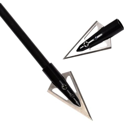 6Pcs High Quality Broadheads 125 Grain Aluminum Arrowhead 8mm in Black For Fiberglass Arrow Carbon Arrow Shooting Hunting