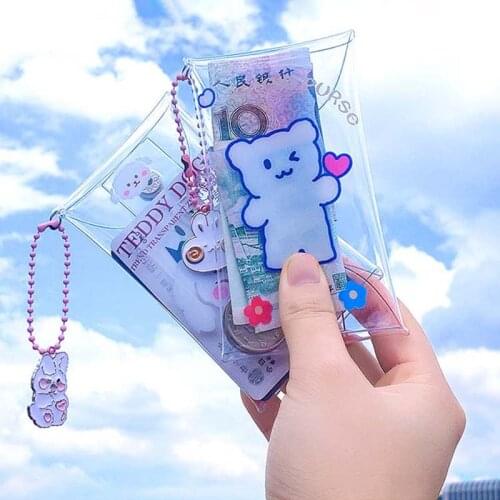 2020 New Cartoon hasp Key Wallets PVC Mini Coin Purses for Coins Fashion Transparent Small Coin Bag Students Clear Waterproof