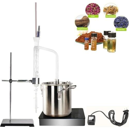 10L New Lab Essential Oil Distillation Water Purifier Distiller Glassware Apparatus Kits w/Stove ,Water Pump
