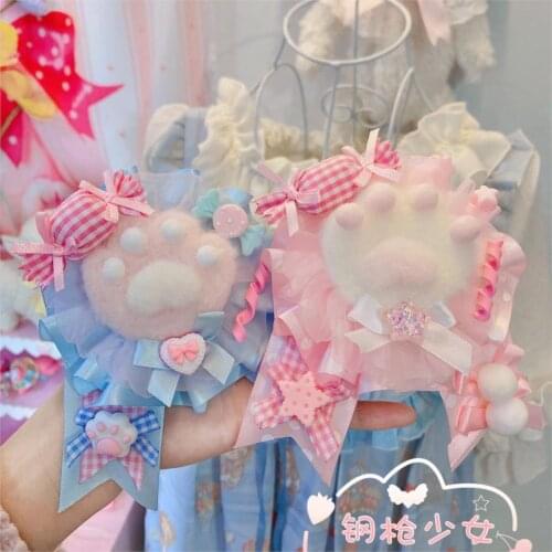 Original Brooch Lolita Soft Girl Cats Paw Animal Candy Girly Sweet Accessories JK Badge