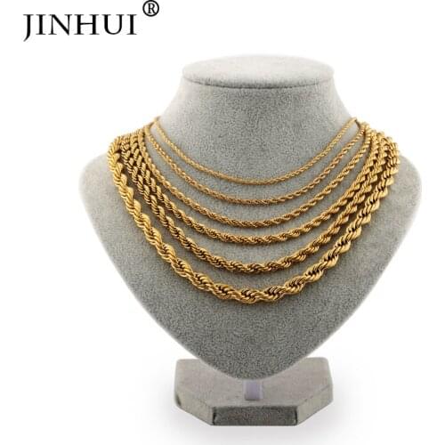 Jin Hui African fashion width 2 5 6 8mm length 45 50 60cm Men Gold color Necklaces Women give boy friends Jewelry Birthday Gift