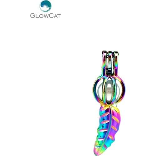 C542 5pcs/lot COLORS Multicolor leaf and ball Cage Pendant Pearl Locket Fairytale Party Essential Oil Diffuser