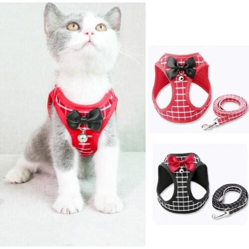 Cat Dog Harness Vest With Lead Leash Puppy Dogs Collar Polyester Mesh Harness For Small Medium Dog Cat Pet