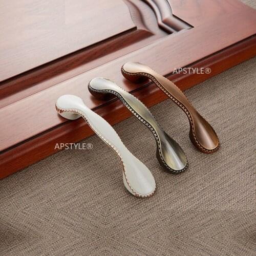 Cabinet Kitchen Pull Drawer Cupboard Knob Nordic Style Zinc Alloy White Bronze Wardrobe Furniture Hardware 96mm/128mm