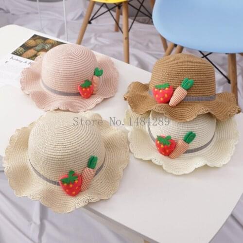 Children Straw Hat Summer Girl Outing Beach Hat Sun Hat Parent-child Summer Hats for Women Wide Brim Hat Ladies Hats and Caps