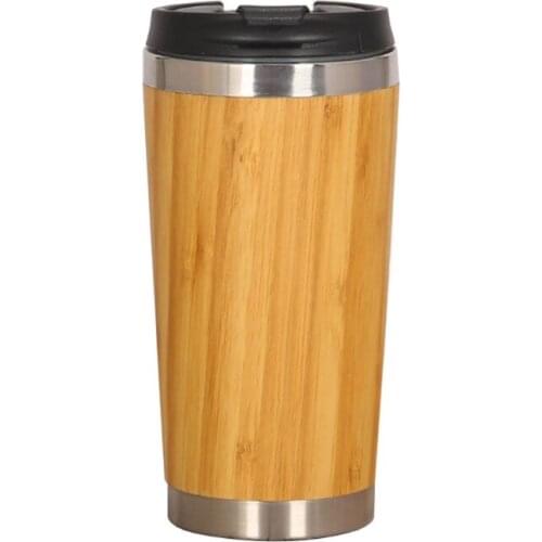Stainless Steel Liner Tumbler Wooden Insulated Coffee Tea Mug Travel Camping Cup Thermos Bottle with Lid Gift