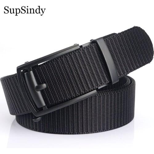 SupSindy Man Nylon Belt Luxury Metal Automatic Buckle Canvas Tactical Belts for men Fashion Jeans Waistband Outdoor Male Strap