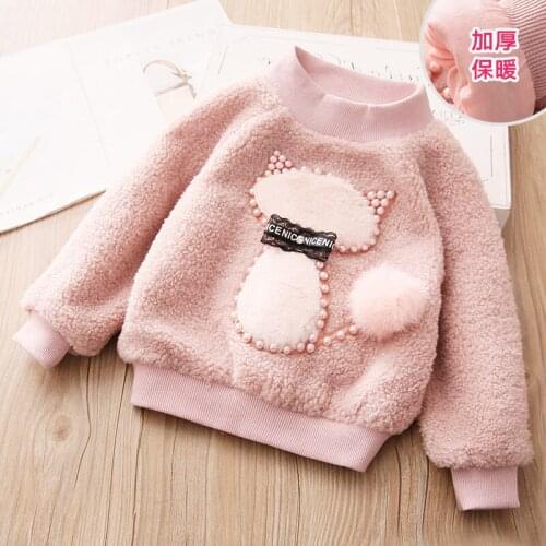 Sweatshirt for Girls 2019 Winter New Toddler Girl Cartoon Cat Print Sweatshirt Kids Girls Pink Sweaters Childrens Pullovers Top