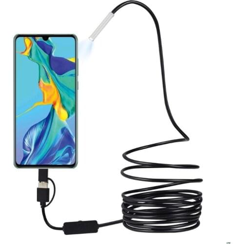 USB Endoscope 3 in 1 Borescope 3.9mm Ultra Thin Waterproof Camera Micro USB and Type C for Android Phone Windows PC Mac