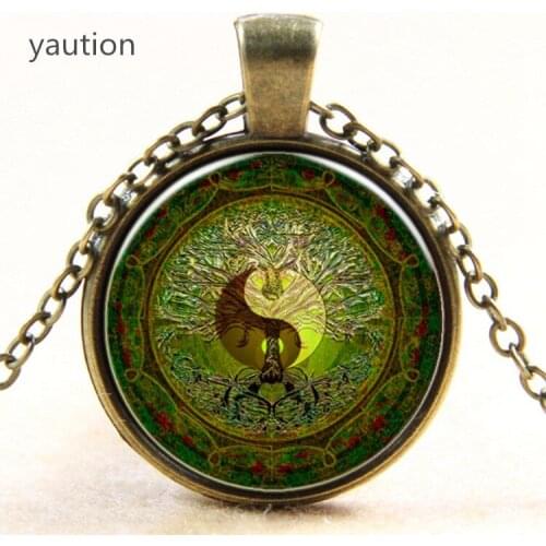 Green mandala time gem of yin and yang pendant necklace silver necklace for Europe new