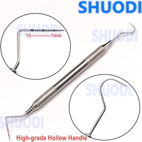 1 piece New Type Hollow Handle Dental Periodontal Probe with Scaler Explorer with Angle Dentist Endodontic Instrument A-2