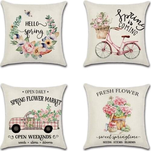 1pcs Farm Fresh Flowers Throw Pillow Covers Decorative Truck garland Spring Utility Vehicle Cushion Cover Home Decor