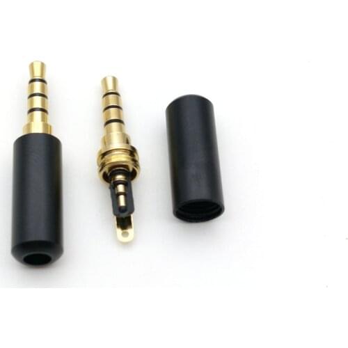 100pcs BLACK 1/8" 3.5mm male 4 pole stereo plug Repair Headphone Cable Solder brass
