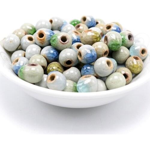 100 PCS Mixed 6mm 8mm 10mm Ice Crack Drops Bead Porcelain Ceramic Beads Handmade DIY Spacer Beads For Jewelry Making