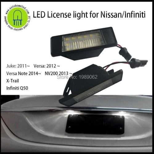 2PC Xdahosun LED License light for Nissan Juke Versa Note NV200 X-Trail for Infiniti Q50