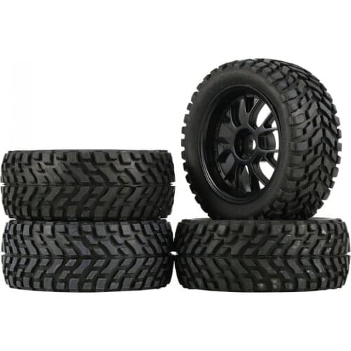 4 Pack 1/14 1/16 1/18 RC Off-Road Buggy Car Front & Rear Tires Wheel Rims