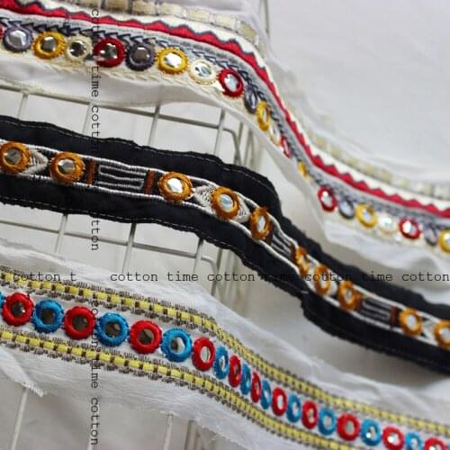 4yards Indian Trim Kutchi Trim Embroidered Lace 5cm wide Boho lace Sawing Accessory for fashion cloth Bags home deco accessory