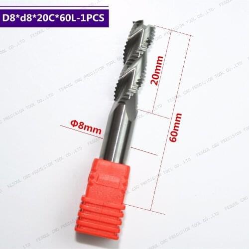 8mm*D8*20mm*60L-1PCS,Solid carbide end mill,Corn milling cutter,tungsten steel Aluminum and steel cutter,HRC50 crude bit