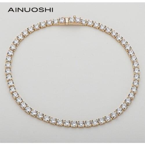 AINUOSHI 14K Yellow Gold 2.75mm Round Cut 1.717CTTW SONA Diamond Trendy Tennis Bracelet for Women Hip Hop Bracelet Jewelry 7"
