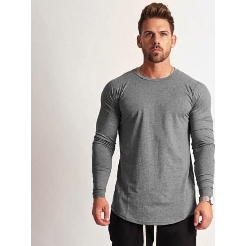 New Fashion O Neck Long Sleeve T Shirt Men Slim T-Shirt Tops Casual Muscle Tops Mens Summer Autumn Cotton Gyms Clothing