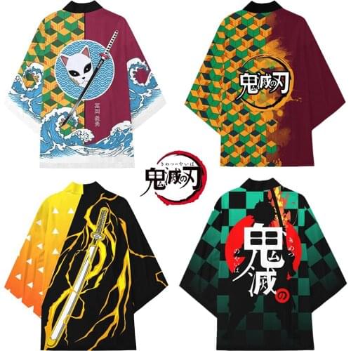 Cosplay Anime Demon Slayer Kimetsu No Yaiba Kimono Haori Coat Casual Streetwear Top Cosplay Adults Cloak Costume Halloween