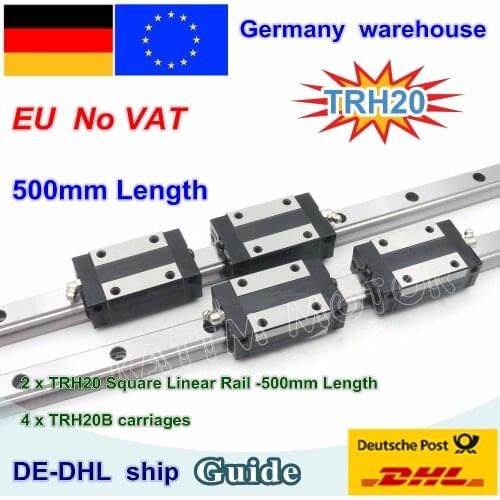 DE free VAT 20mm Square Linear Guide Rail TRH20 L- 500mm 800mm & TRH20B carriages Slider Block for CNC Router Milling X,Y,Z axis