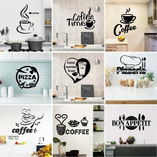 Home Kitchen Wall Sticker For Restaurant Decor Pizza Coffee House Decoration Vinyl Waterproof Wall Art Murals Stickers