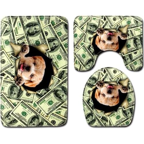Creative dog pattern Toilet Seat Mat Bathroom Decor Toilet Three-piece set Toilet Lid Cover mat Bath Mats Sets bathroom products
