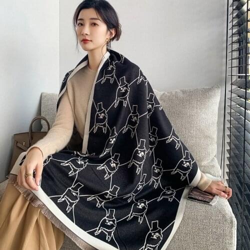 Brand Designer Women Cashmere Pashmina Scarves Floral Print Thick Warm Female Shawl Scarf Travel Long Blanket Oversize Wraps