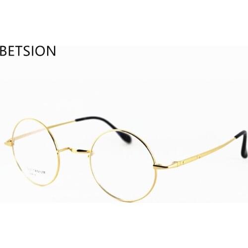 Pure Titanium Vintage Round 44mm Eyeglass Frame Spectacles Glasses Rx able