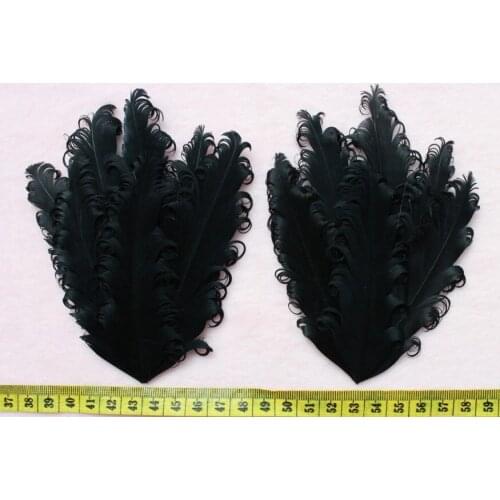 Wholesale free shipping 10pcs Black Nagorie Curled Goose Feather Pads diy
